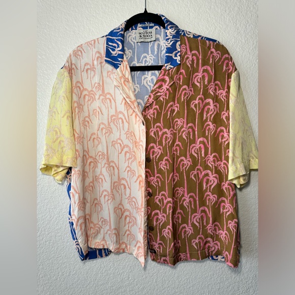 Scotch & Soda Tops - Scotch & Soda Oversized Printed Color Block Beach Button Front Shirt SIZE LARGE